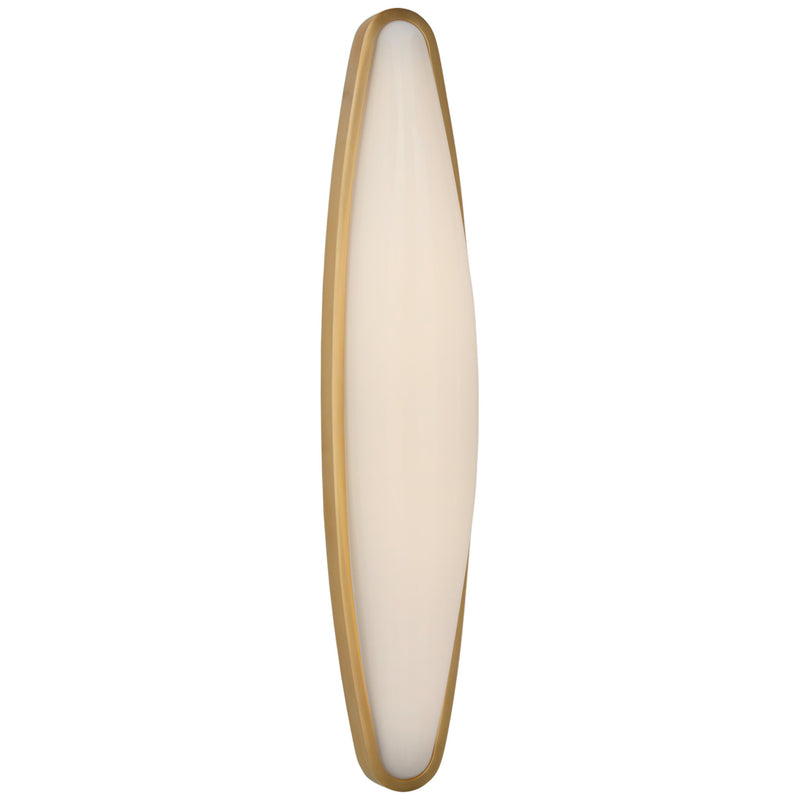 AERIN Ezra Large Bath Sconce in Hand-Rubbed Antique Brass with White Glass
