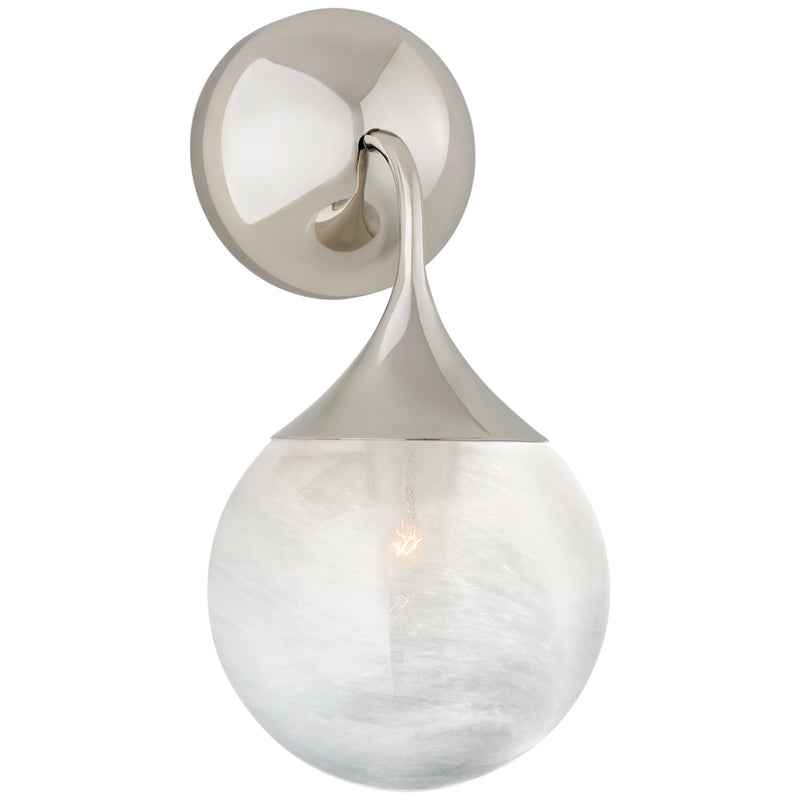 AERIN Cristol Small Single Sconce in Polished Nickel with White Glass