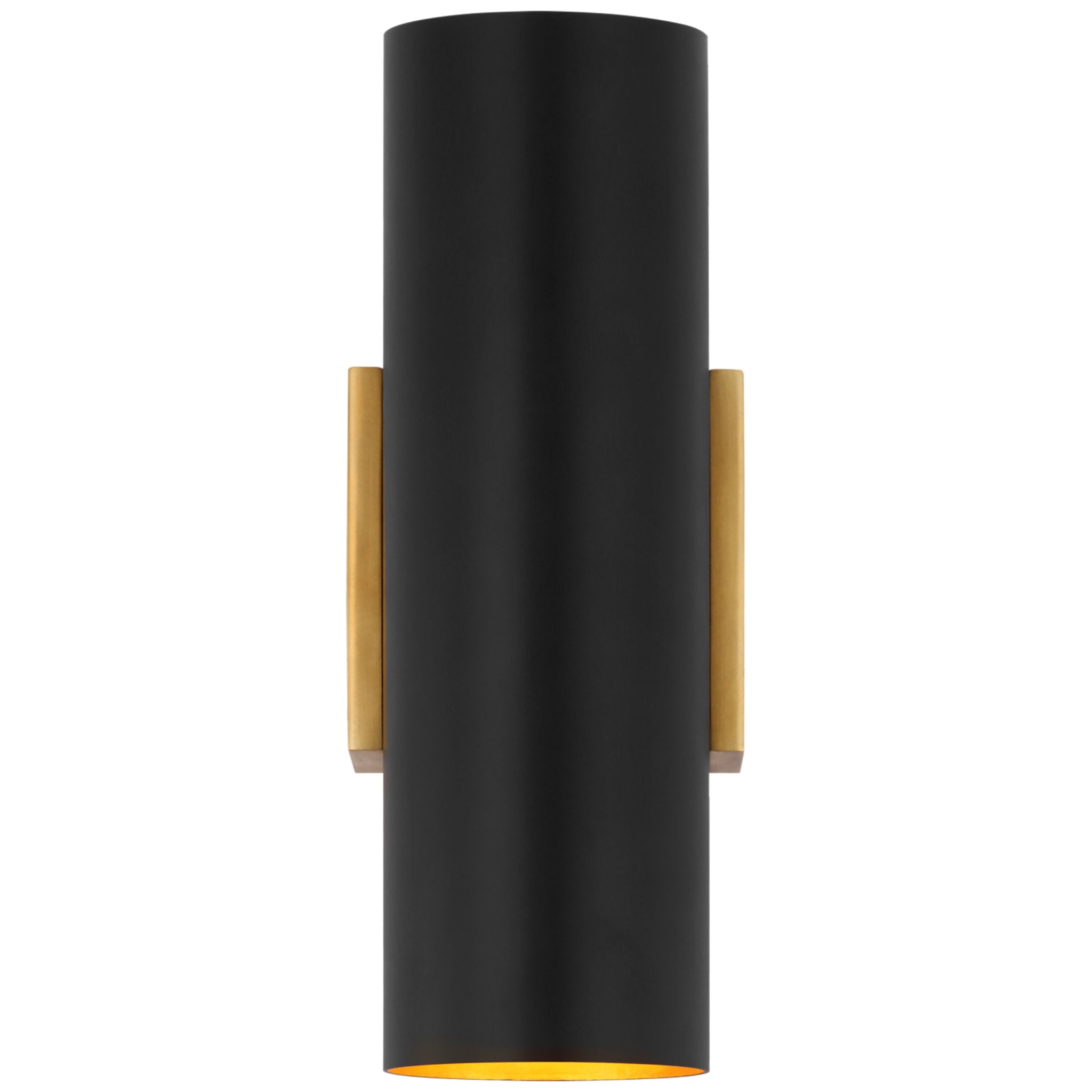 AERIN Nella Small Cylinder Sconce in Hand-Rubbed Antique Brass and Matte Black