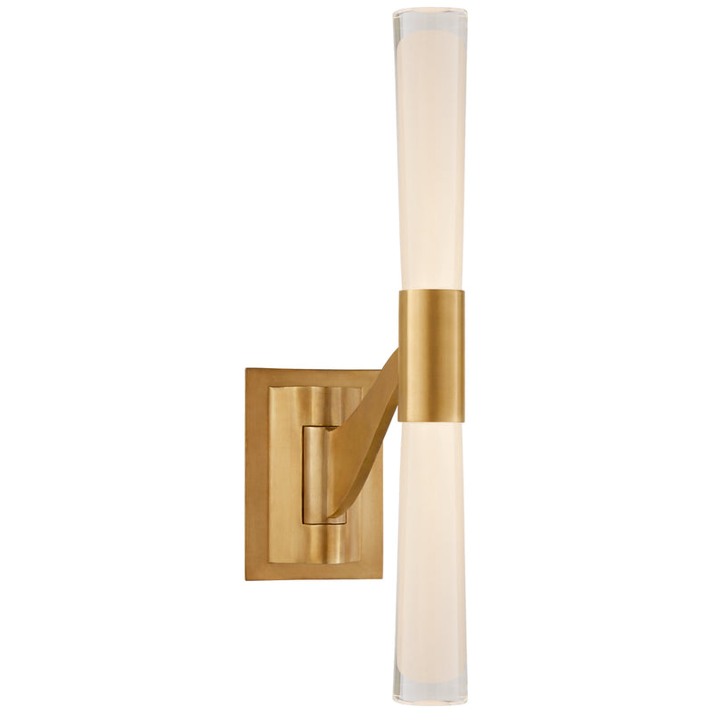 AERIN Brenta Single Articulating Sconce in Hand-Rubbed Antique Brass with White Glass