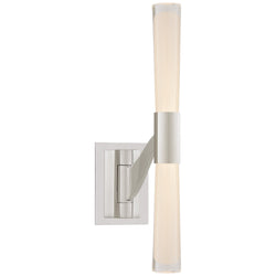 AERIN Brenta Single Articulating Sconce in Polished Nickel with White Glass