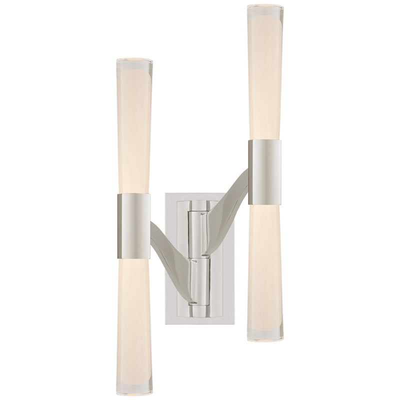 AERIN Brenta Large Double Articulating Sconce in Polished Nickel with White Glass