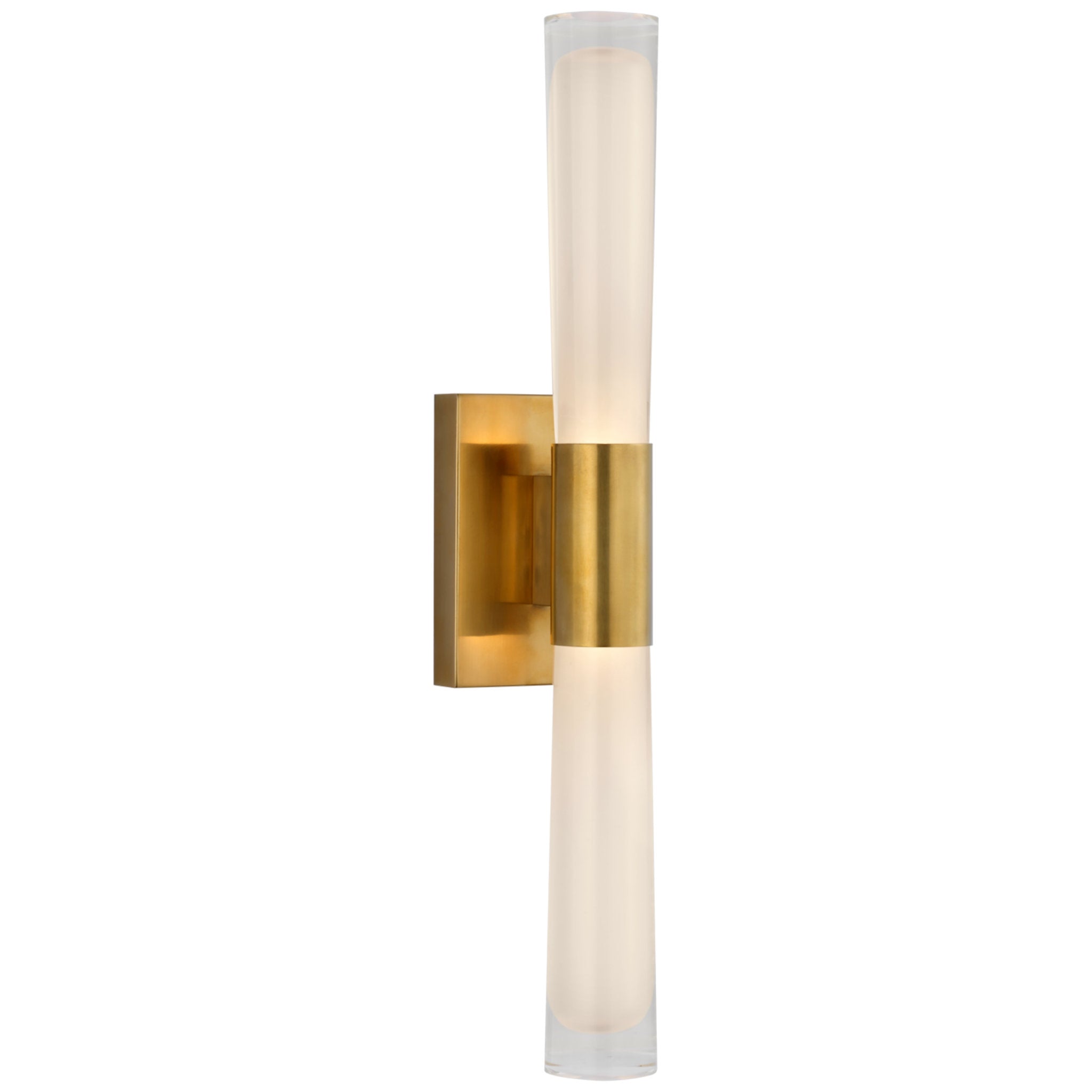 AERIN Brenta Single Sconce in Hand-Rubbed Antique Brass with White Glass Wall Light W3.5" x H18.5"