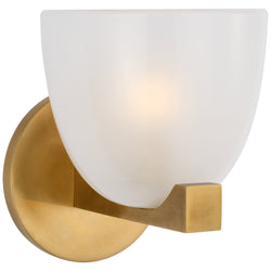 AERIN Carola Single Sconce in Hand-Rubbed Antique Brass with Frosted Glass