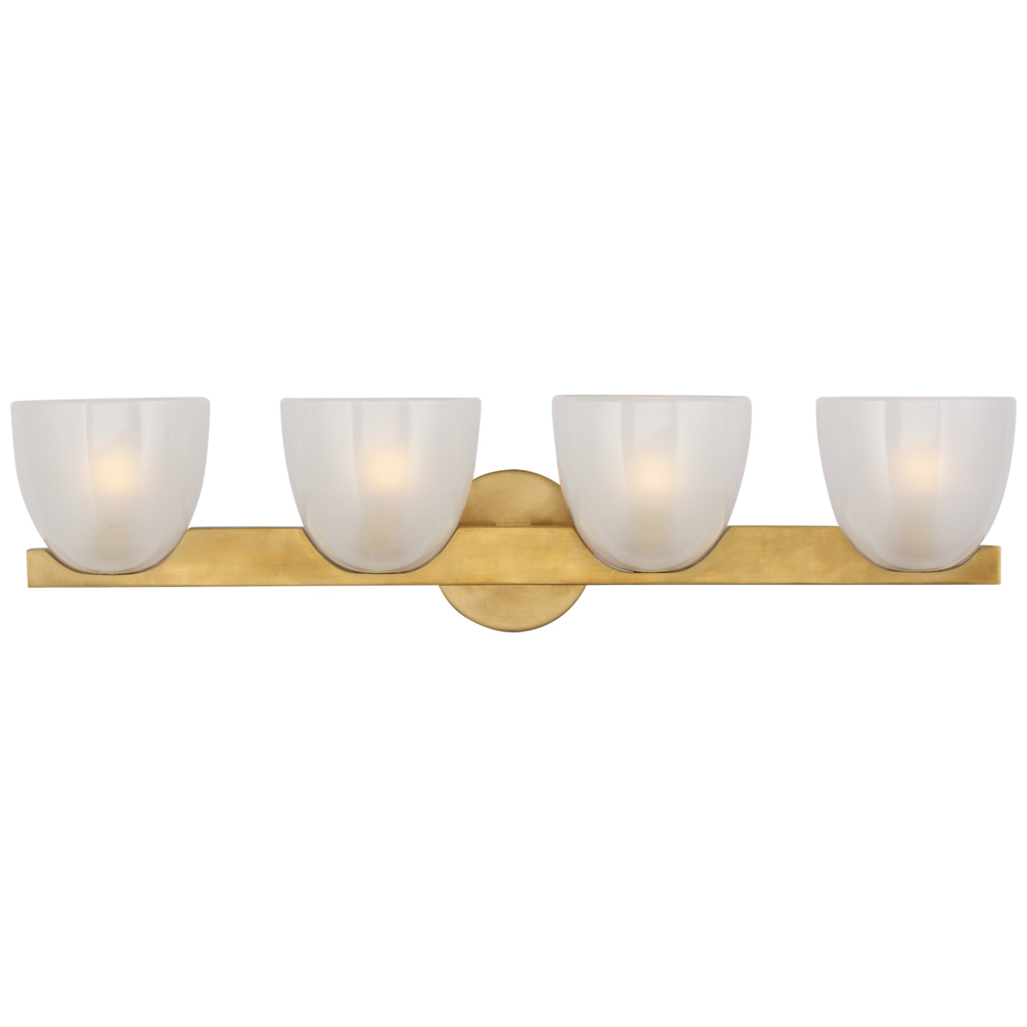 AERIN Carola 4-Light Bath Sconce in Hand-Rubbed Antique Brass with Frosted Glass