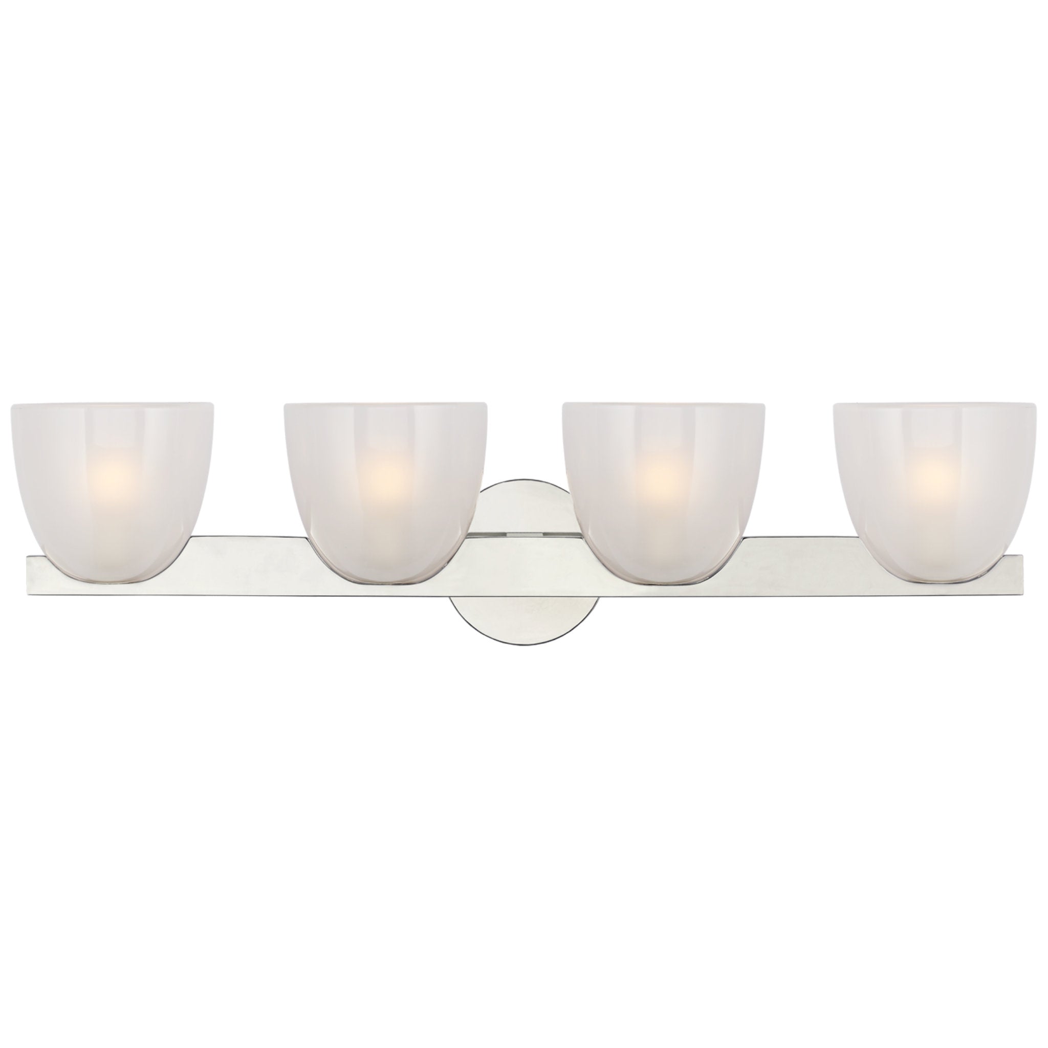 AERIN Carola 4-Light Bath Sconce in Polished Nickel with Frosted Glass Wall Light W30" x H7.25"