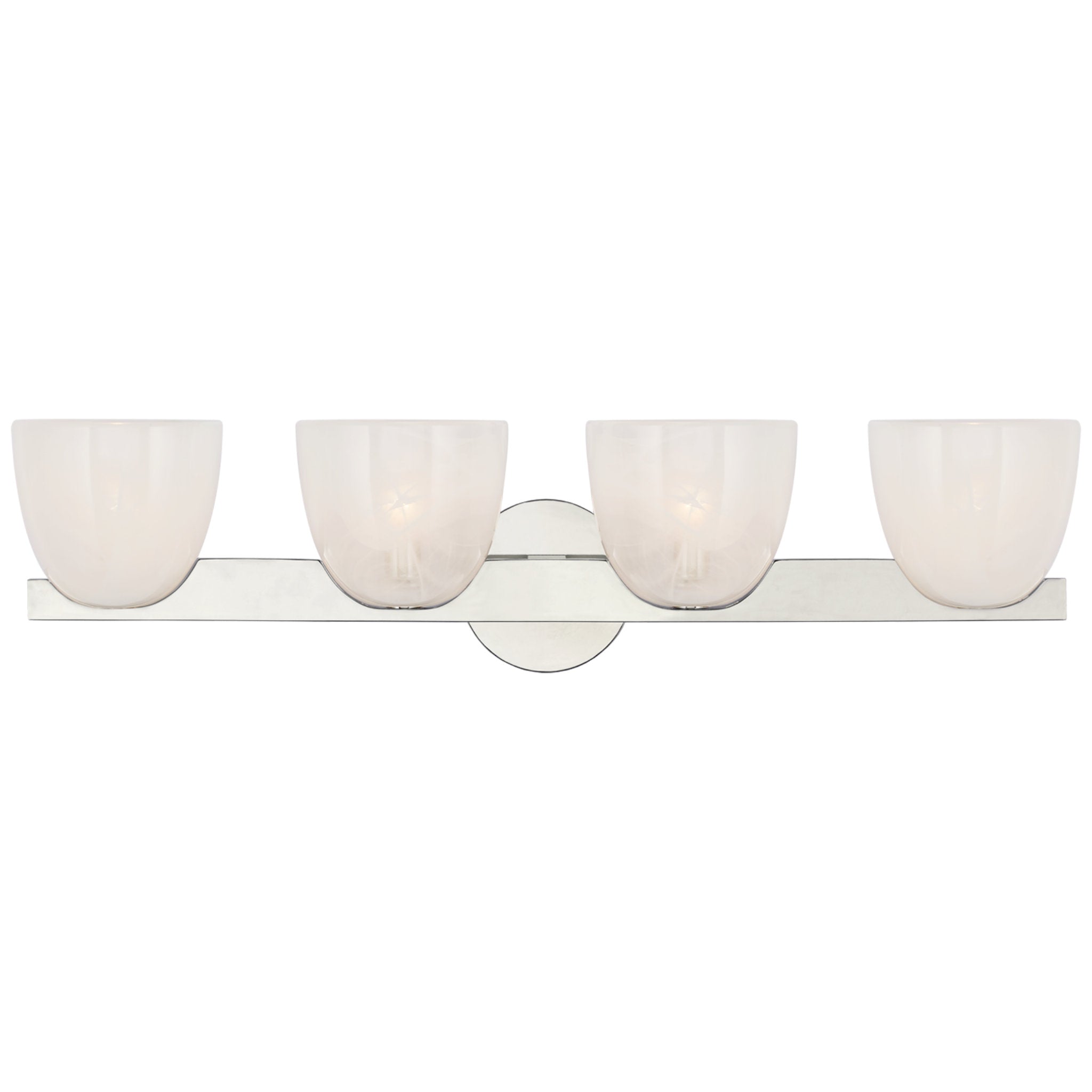 AERIN Carola 4-Light Bath Sconce in Polished Nickel with White Strie Glass