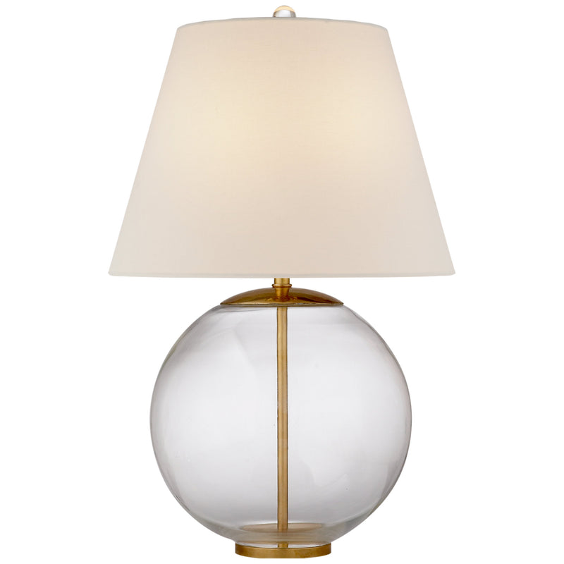 AERIN Morton Table Lamp in Clear Glass with Linen Shade