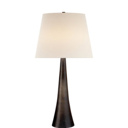 AERIN Dover Table Lamp in Aged Iron with Linen Shade