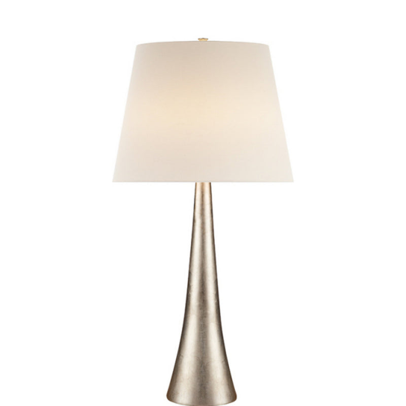 AERIN Dover Table Lamp in Burnished Silver Leaf with Linen Shade