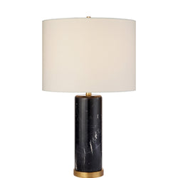 AERIN Cliff Table Lamp in Black Marble with Linen Shade