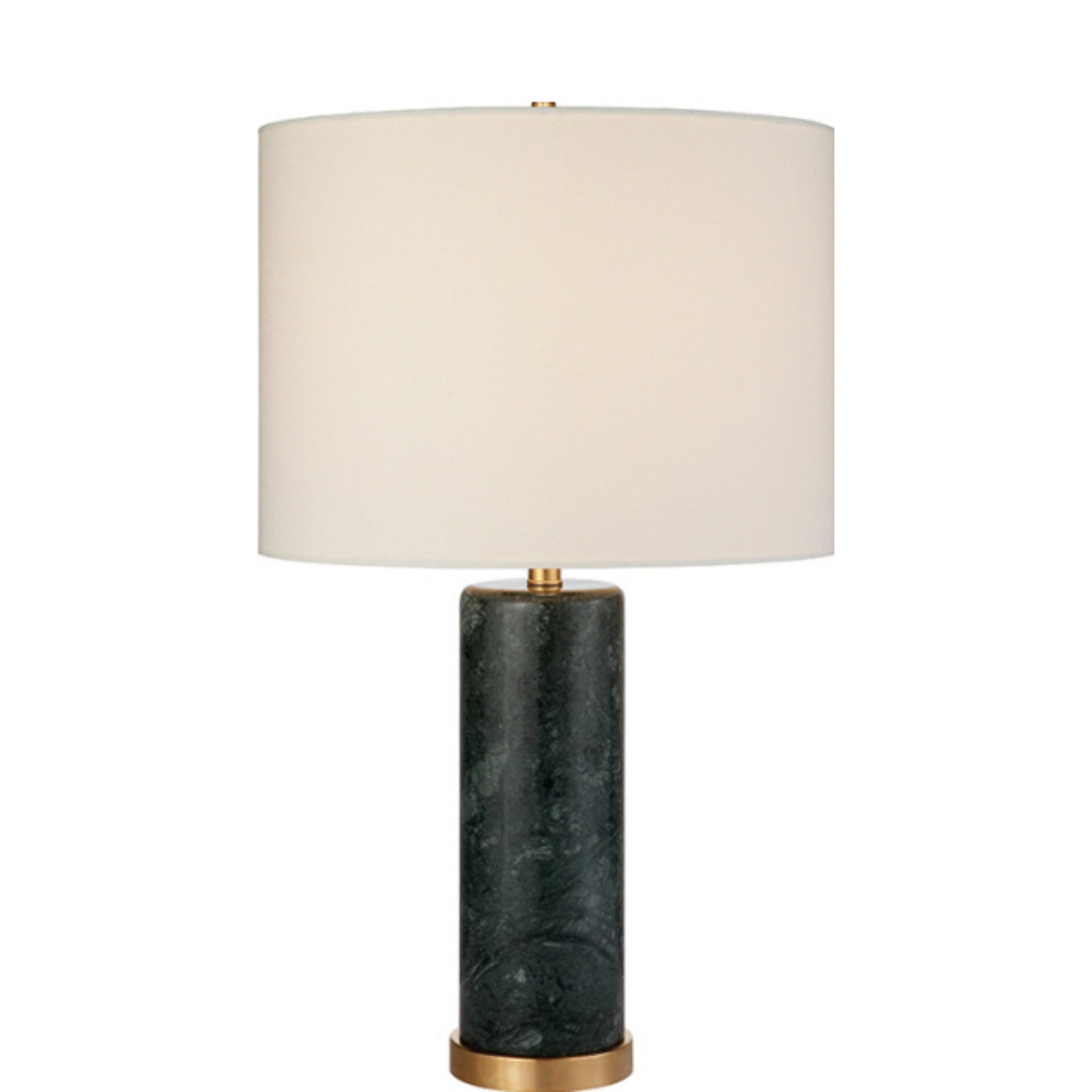 AERIN Cliff Table Lamp in Green Marble with Linen Shade