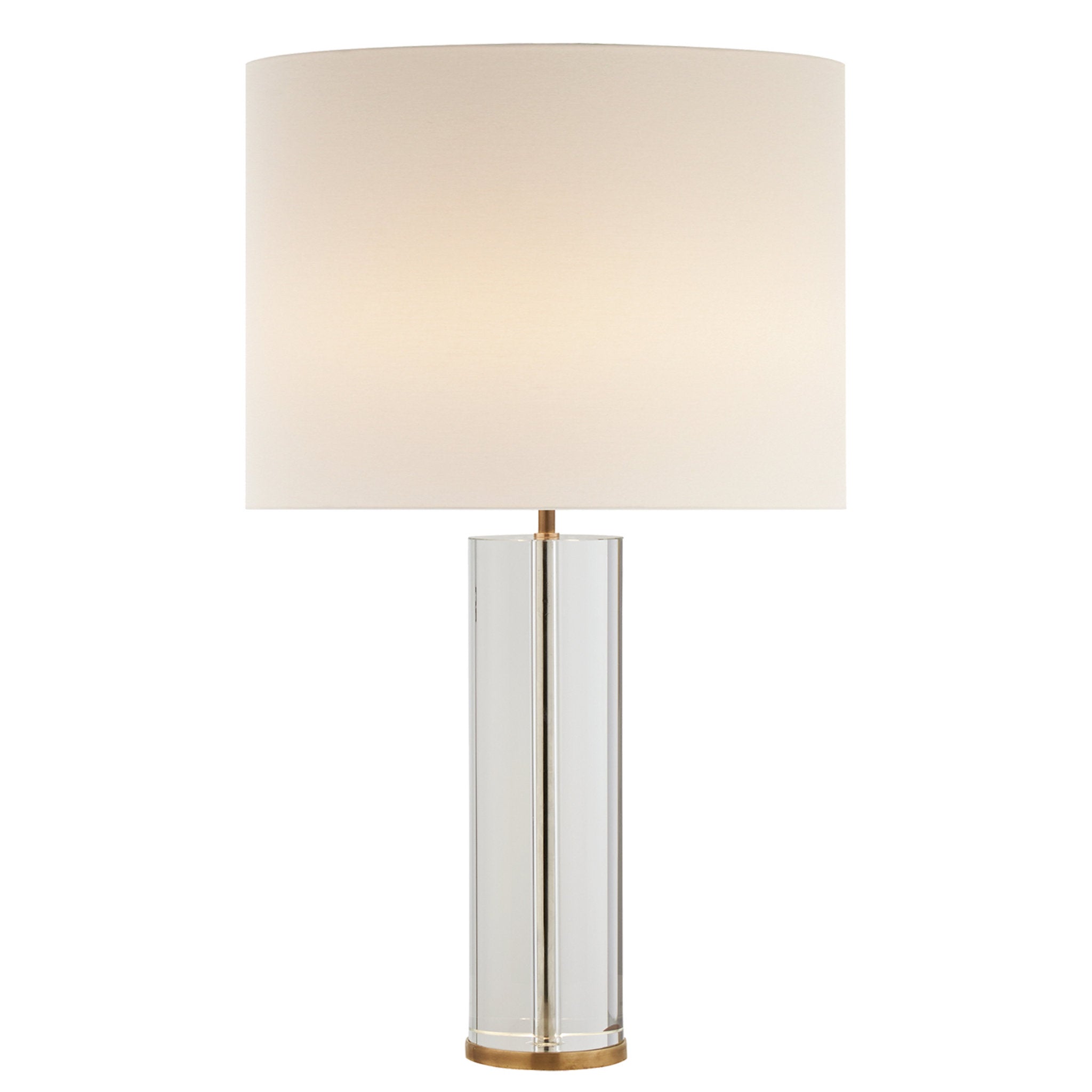 AERIN Lineham Table Lamp in Crystal and Hand-Rubbed Antique Brass with Linen Shade