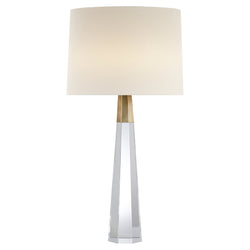 AERIN Olsen Table Lamp in Crystal and Hand-Rubbed Antique Brass with Linen Shade