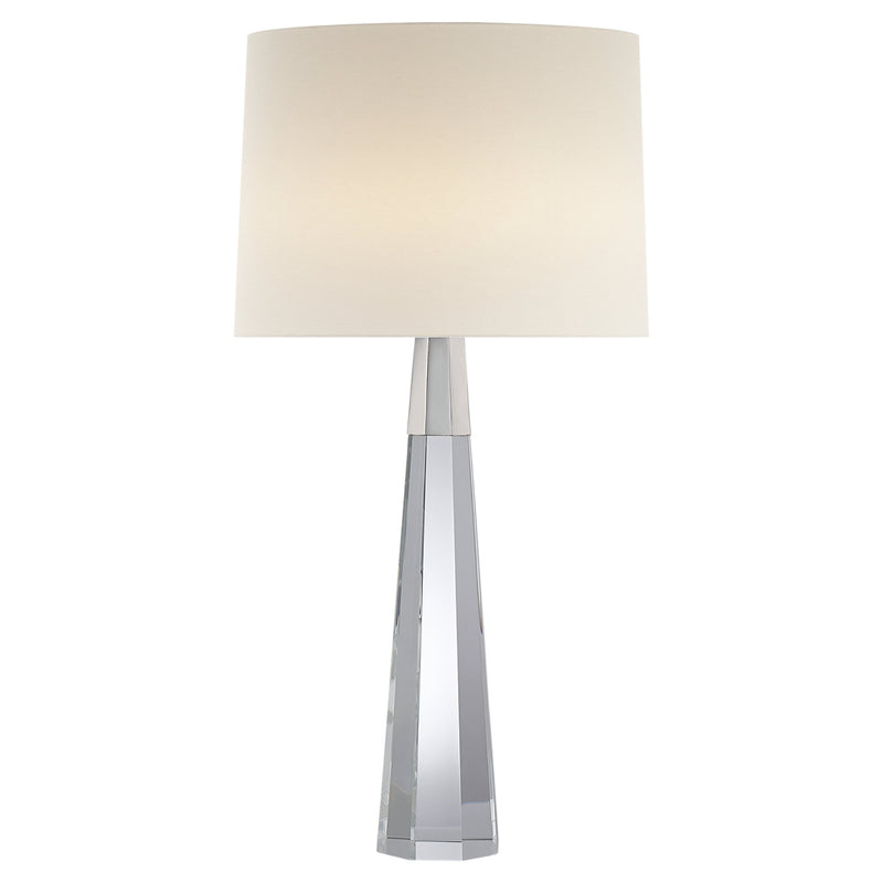 AERIN Olsen Table Lamp in Crystal and Polished Nickel with Linen Shade