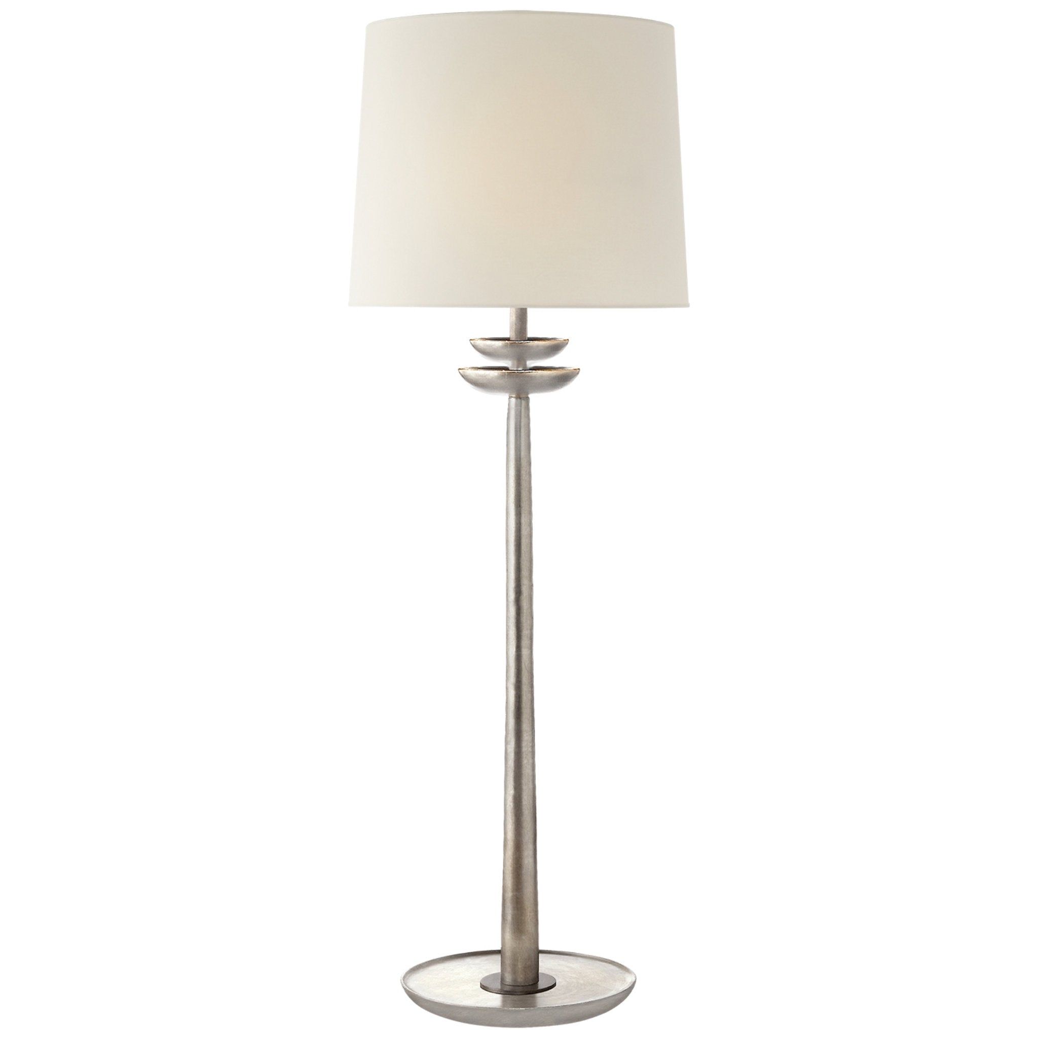 AERIN Beaumont Medium Buffet Lamp in Burnished Silver Leaf with Linen Shade