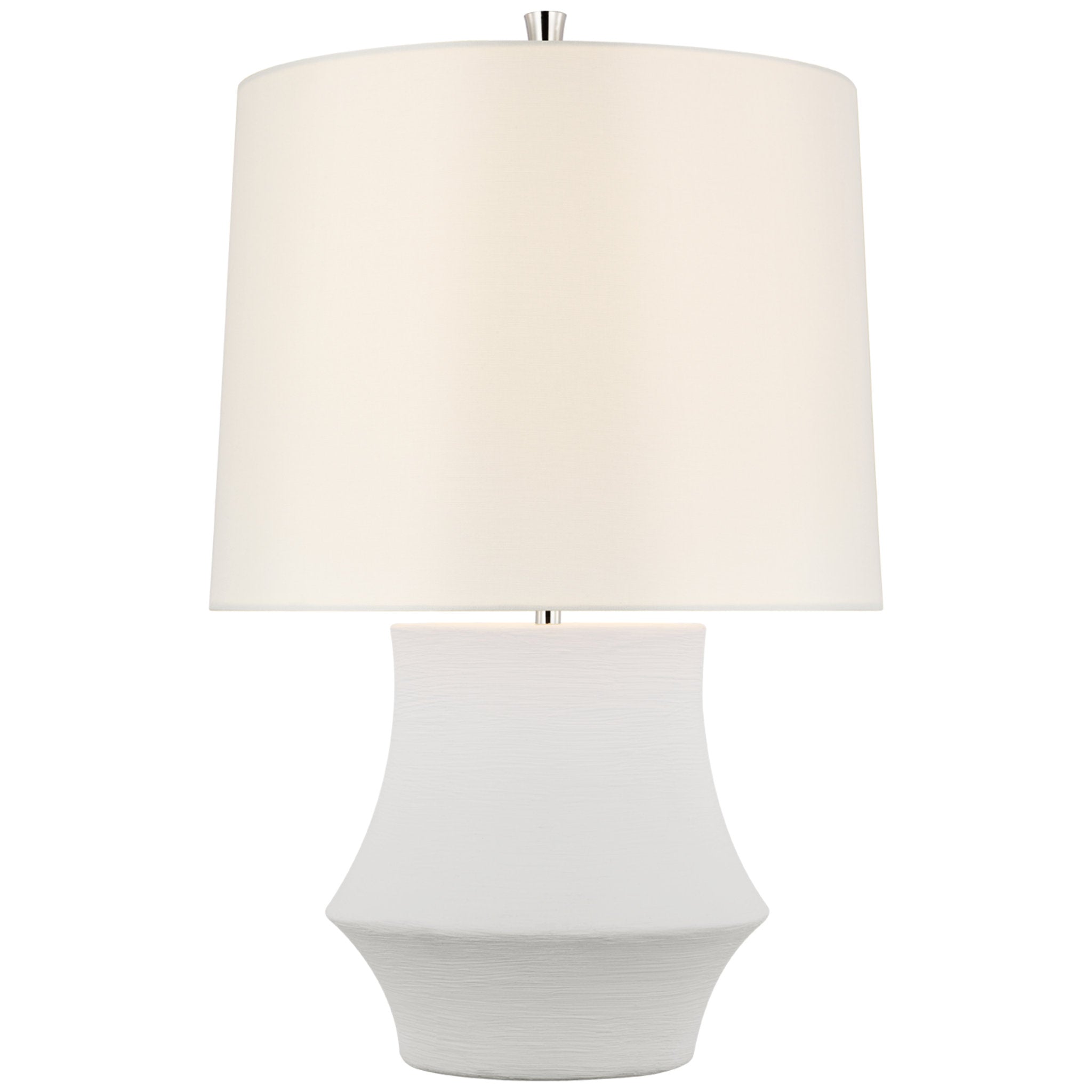 AERIN Lakmos Small Table Lamp in Plaster White with Linen Shade W13" x H19.5"