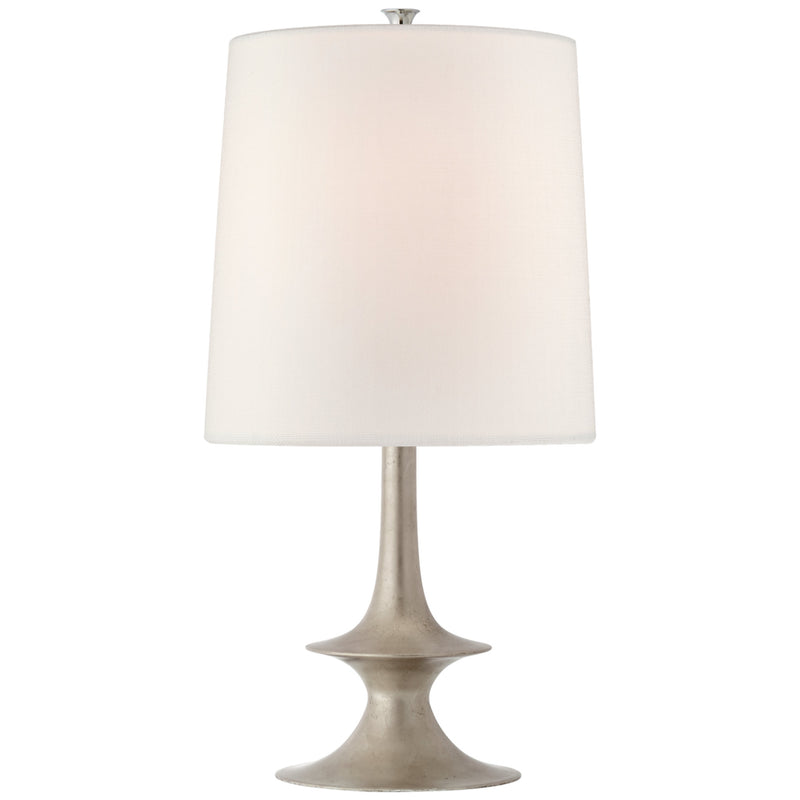 AERIN Lakmos Medium Table Lamp in Burnished Silver Leaf with Linen Shade