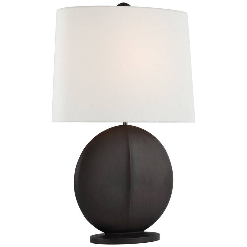 AERIN Mariza Medium Table Lamp in Carbon Black with Linen Shade