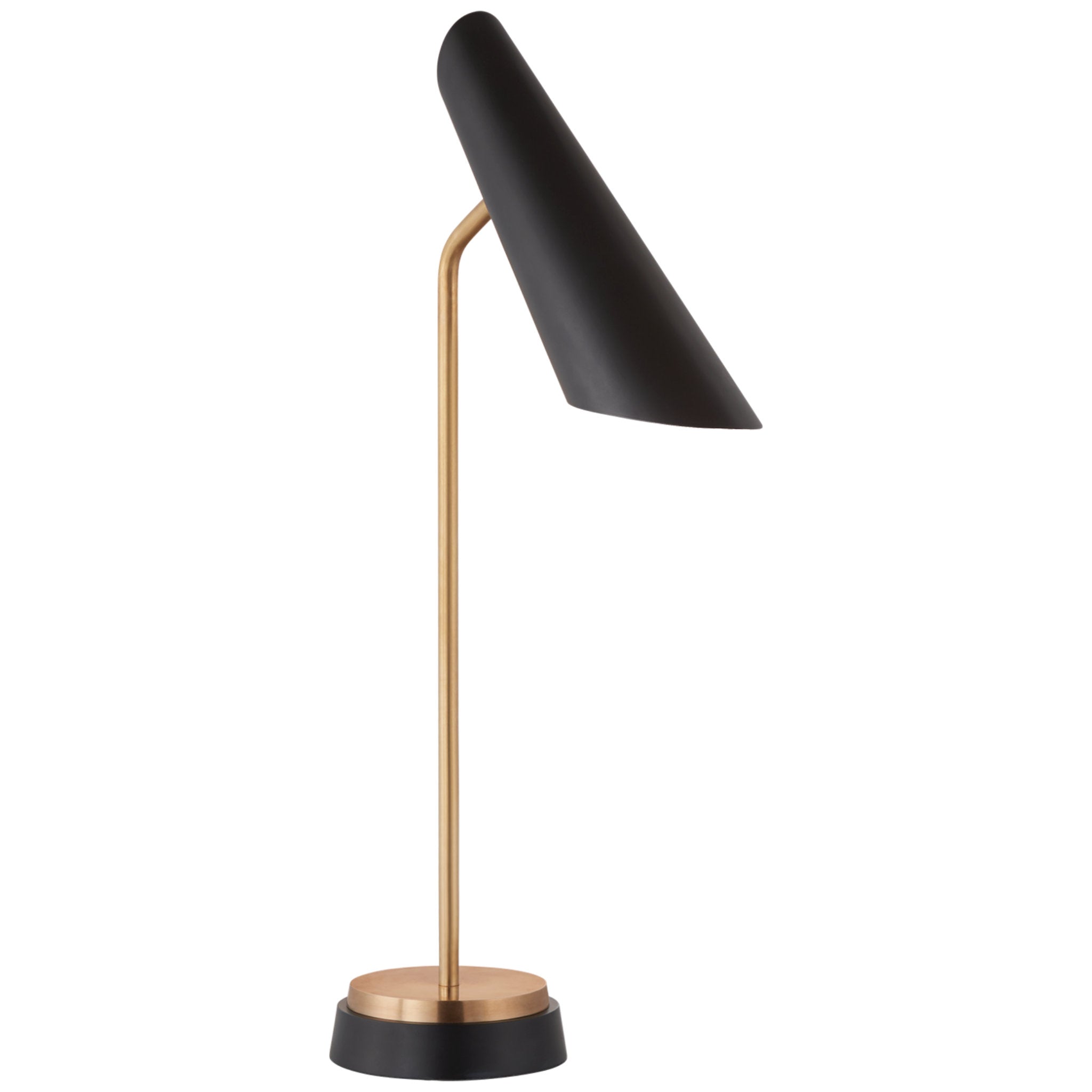 AERIN Franca Single Pivoting Task Lamp in Hand-Rubbed Antique Brass with Black Shade