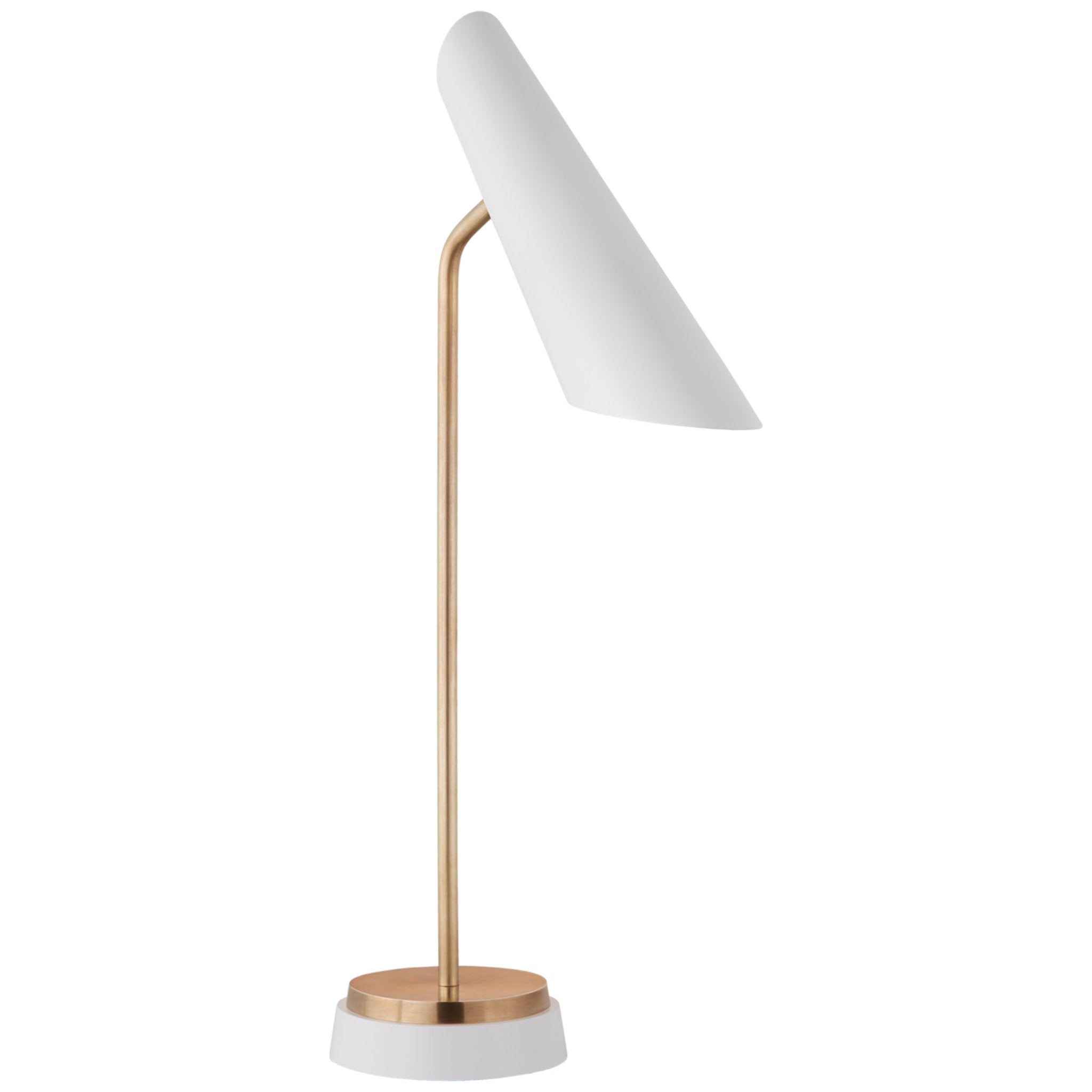 AERIN Franca Single Pivoting Task Lamp in Hand-Rubbed Antique Brass with White Shade