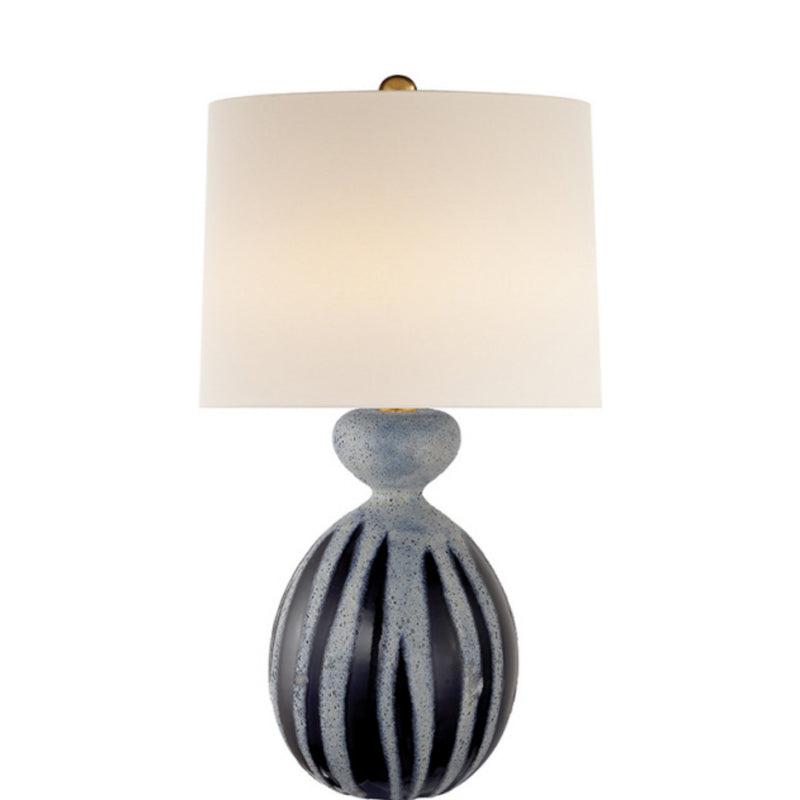 AERIN Gannet Table Lamp in Drizzled Cobalt with Linen Shade