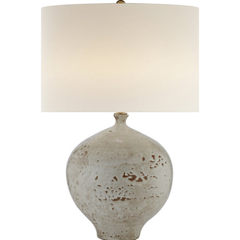 AERIN Gaios Table Lamp in Pharaoh White with Linen Shade
