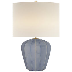 AERIN Pierrepont Medium Table Lamp in Polar Blue Crackle with Linen Shade