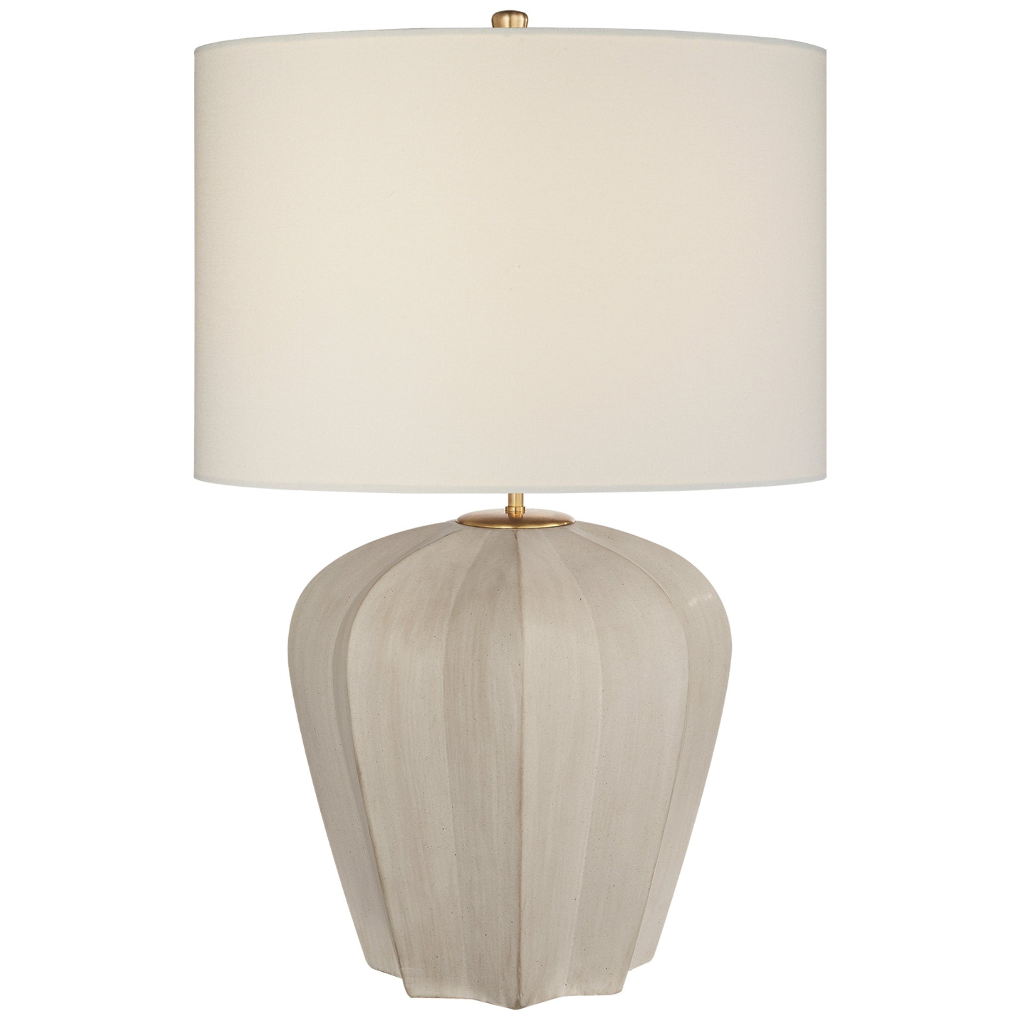 AERIN Pierrepont Medium Table Lamp in Stone White with Linen Shade