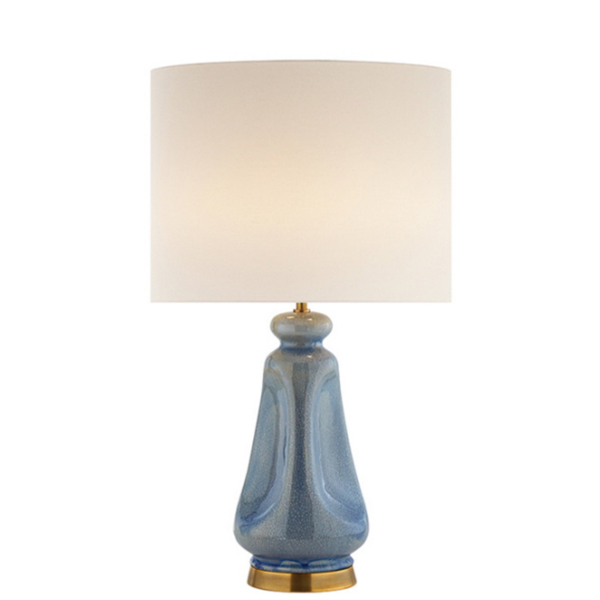 AERIN Kapila Table Lamp in Polar Blue Crackle with Linen Shade