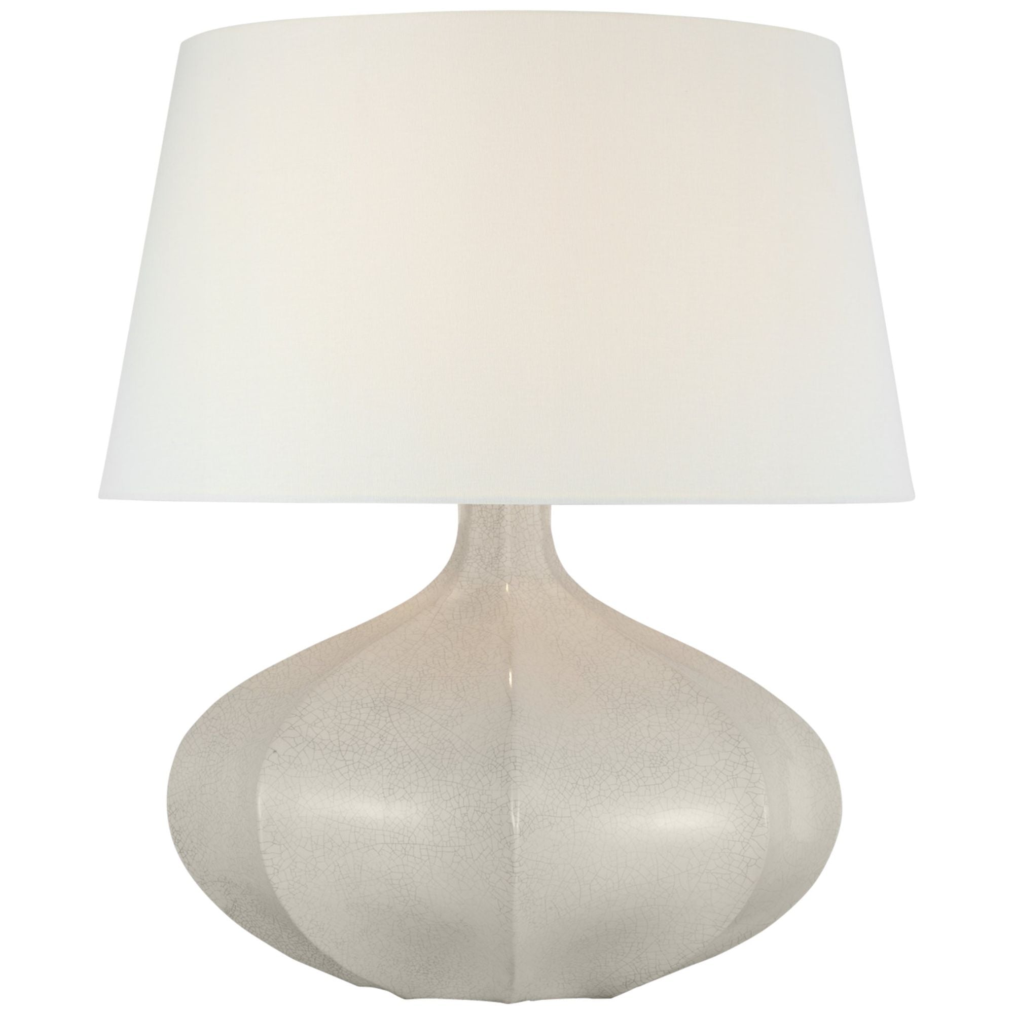 AERIN Rana Medium Wide Table Lamp in Bone Craquelure with Linen Shade