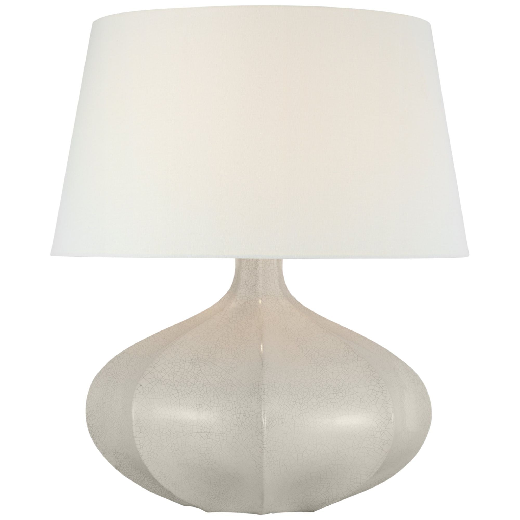 AERIN Rana Medium Wide Table Lamp in Bone Craquelure with Linen Shade W20.5" x H24.75"