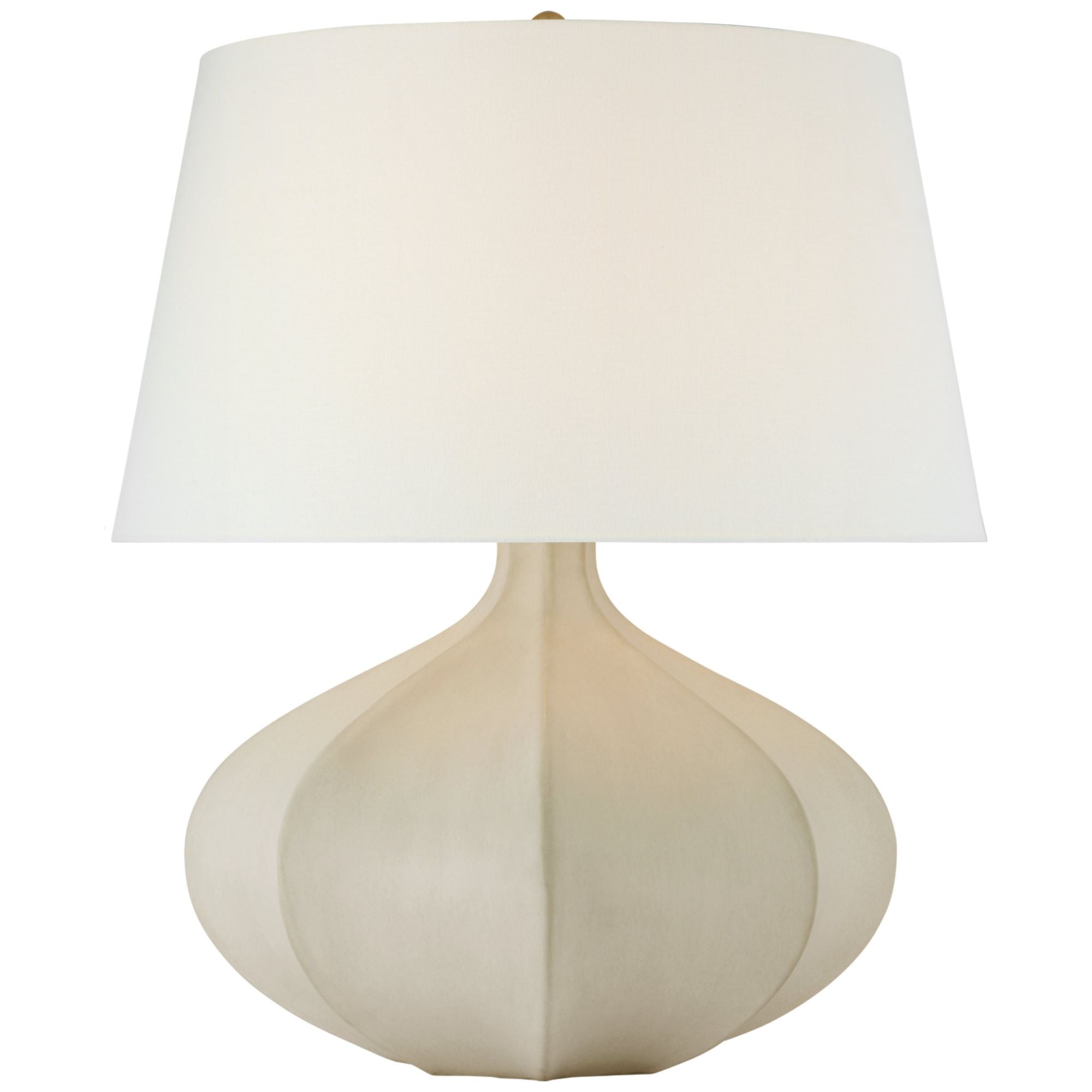 AERIN Rana Medium Wide Table Lamp in Stone White with Linen Shade