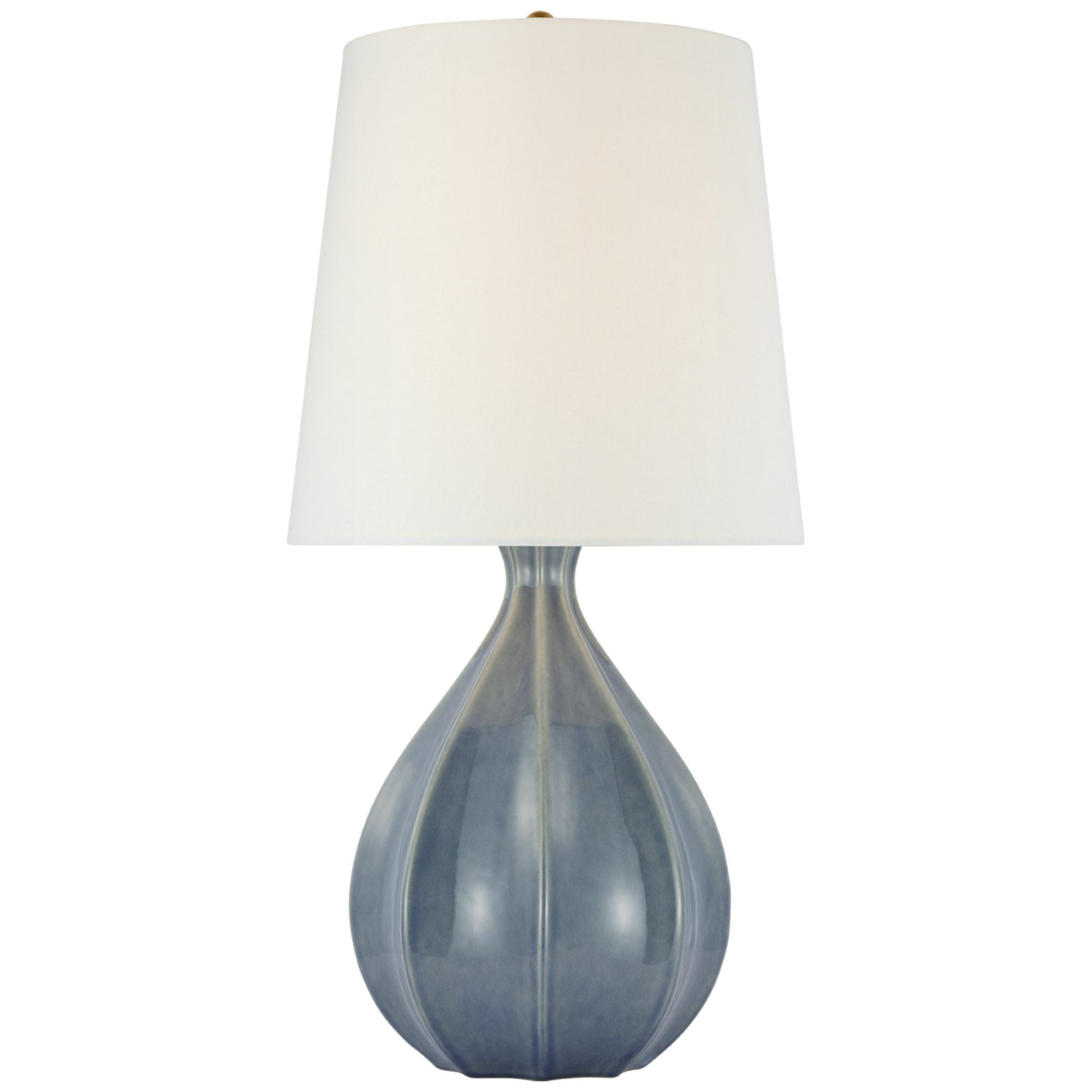 AERIN Rana Large Table Lamp in Polar Blue Crackle with Linen Shade W14.5" x H30"