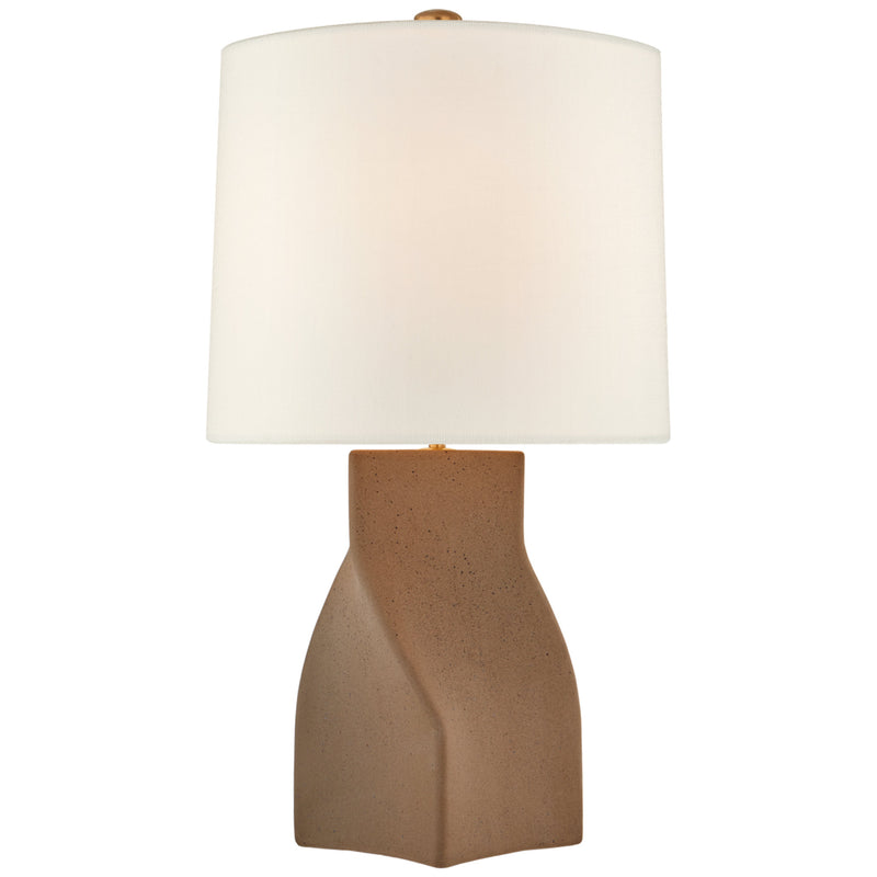 AERIN Claribel Large Table Lamp in Canyon Brown with Linen Shade