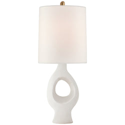 AERIN Capra Medium Table Lamp in Marion White with Linen Shade
