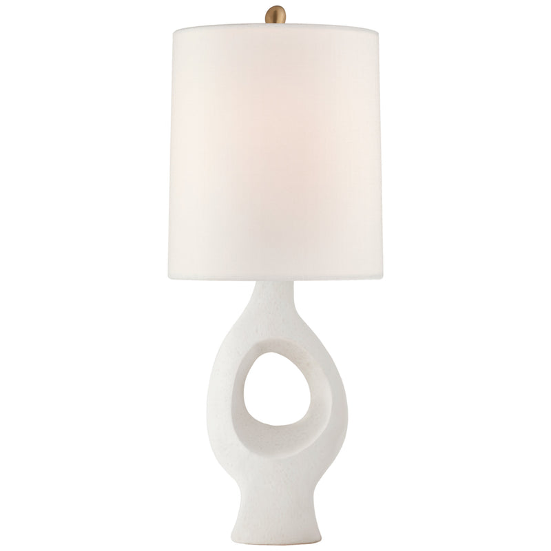 AERIN Capra Medium Table Lamp in Marion White with Linen Shade