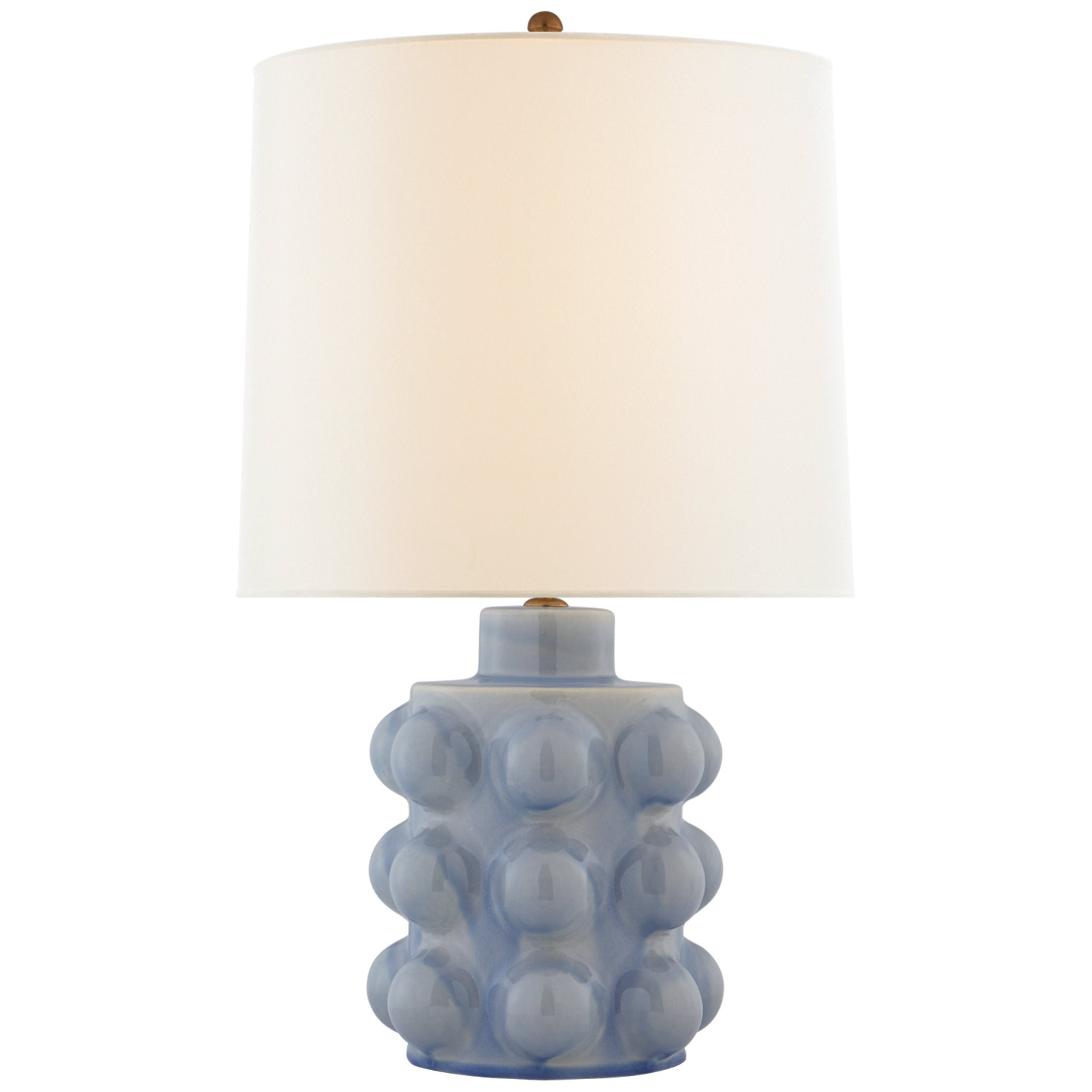AERIN Vedra Medium Table Lamp in Polar Blue Crackle with Linen Shade