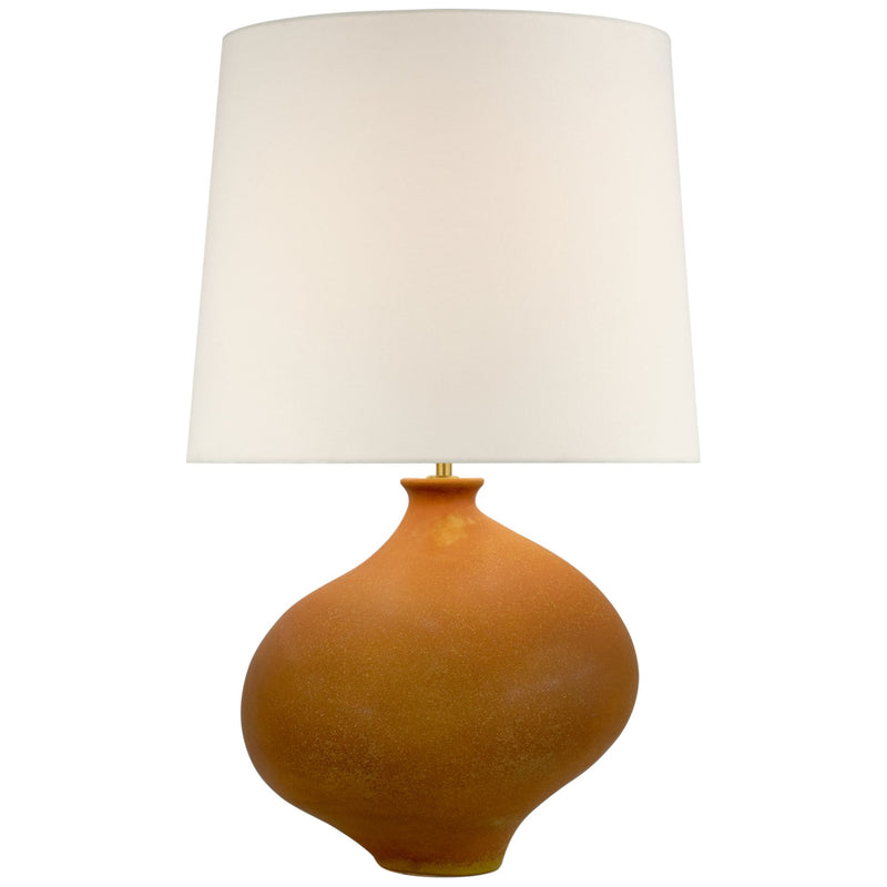 AERIN Celia Large Right Table Lamp in Burnt Sienna with Linen Shade