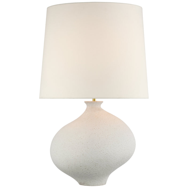 AERIN Celia Large Right Table Lamp in Marion White with Linen Shade