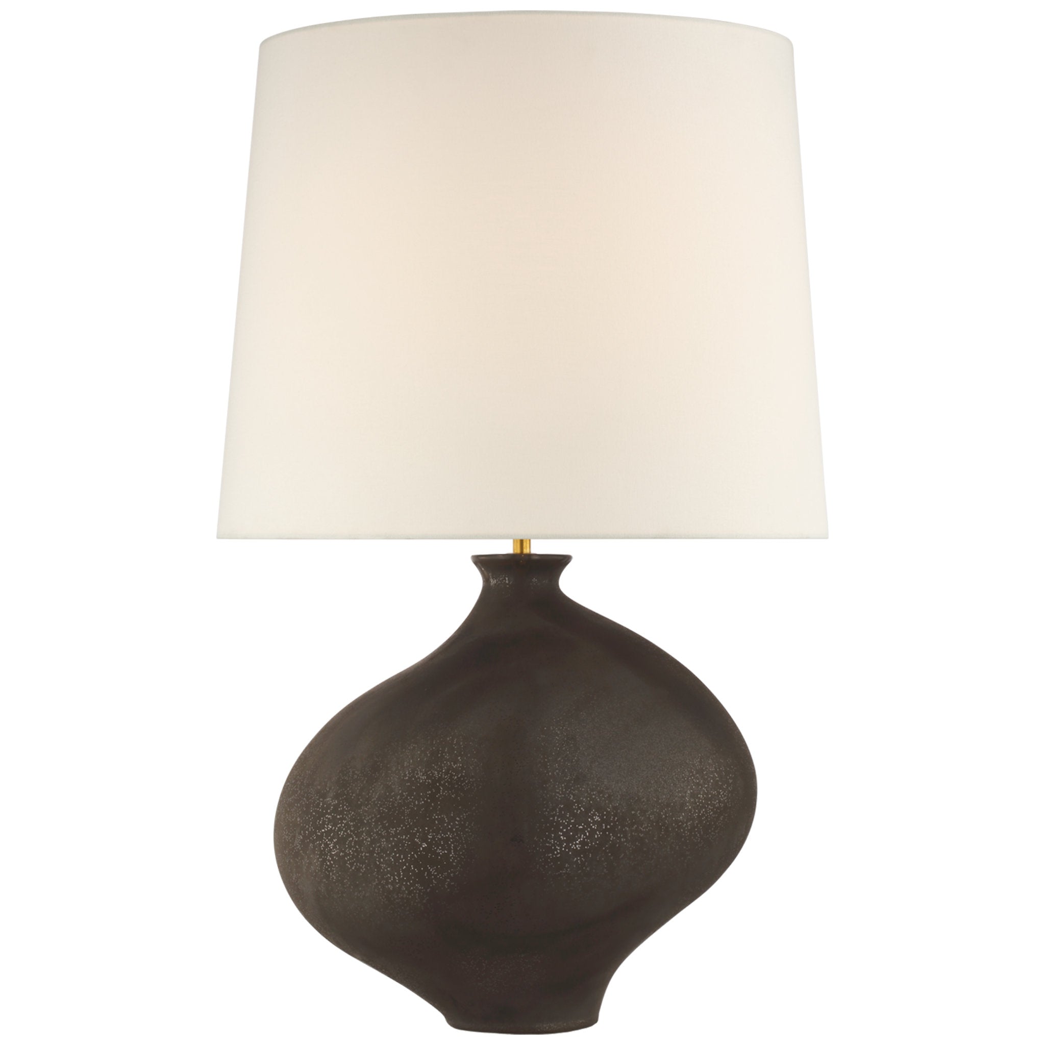 AERIN Celia Large Right Table Lamp in Stained Black Metallic with Linen Shade
