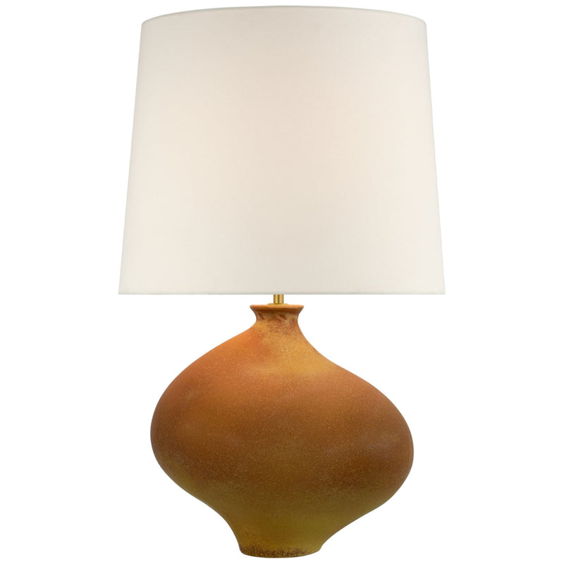 AERIN Celia Large Left Table Lamp in Burnt Sienna with Linen Shade