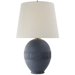 AERIN Toulon Table Lamp in Beaded Blue with Linen Shade