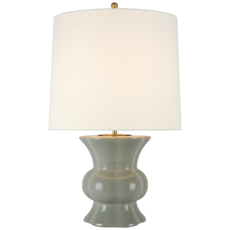 AERIN Lavinia Medium Table Lamp in Shellish Gray with Linen Shade