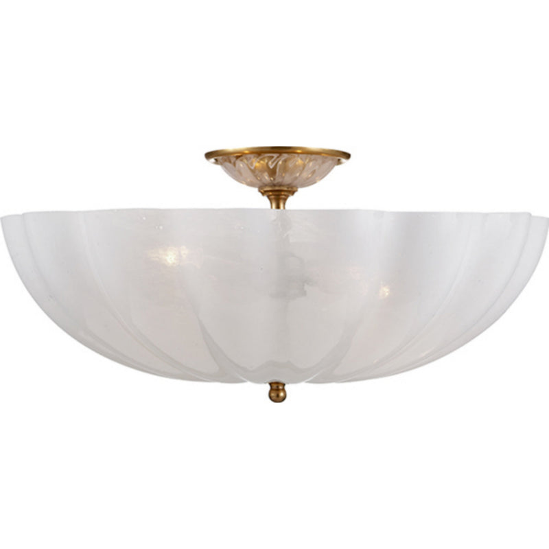 AERIN Rosehill Large Semi-Flush Mount in Hand-Rubbed Antique Brass with White Strie Glass