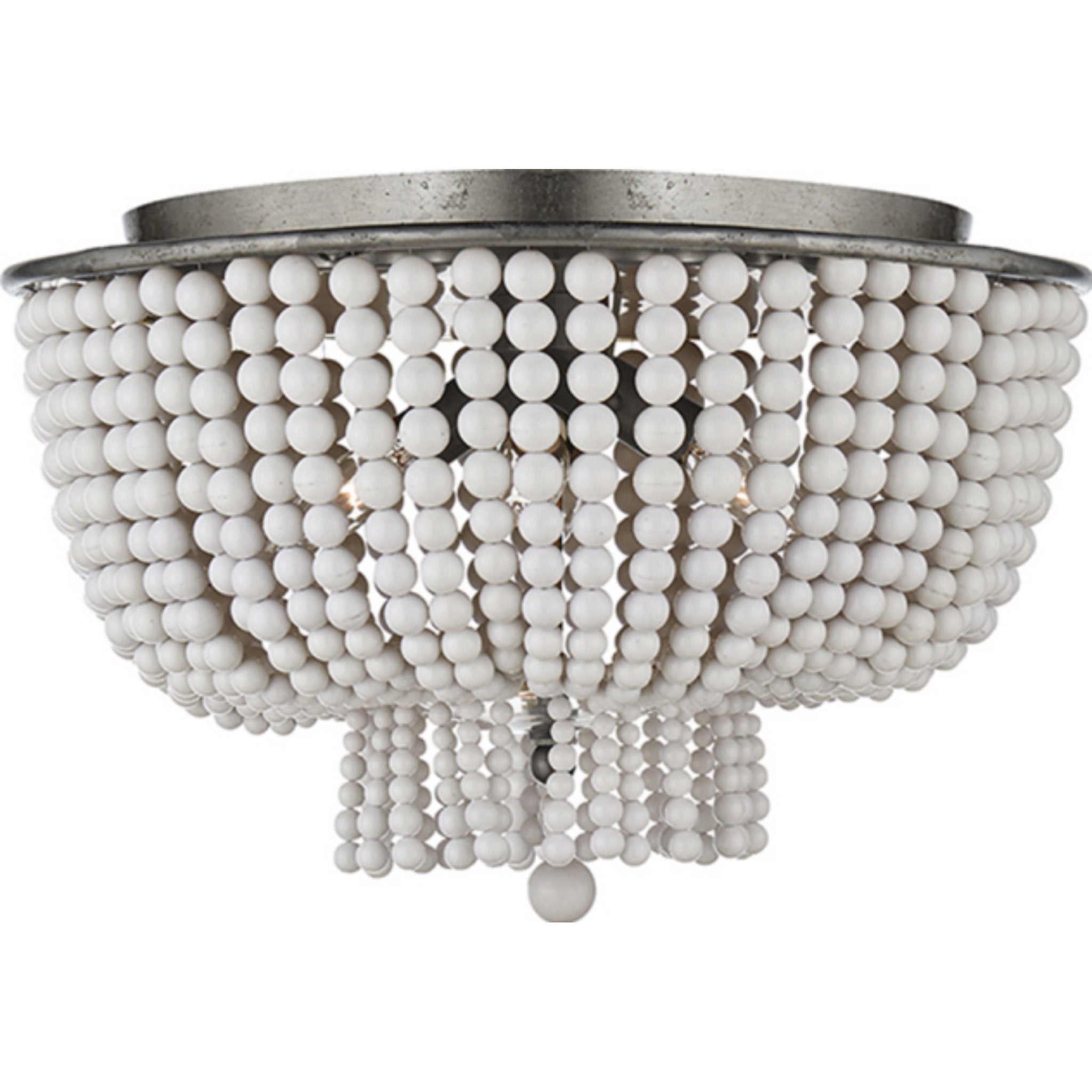 AERIN Jacqueline Flush Mount in Burnished Silver Leaf with White Acrylic Ceiling Light W18" x H12.25"