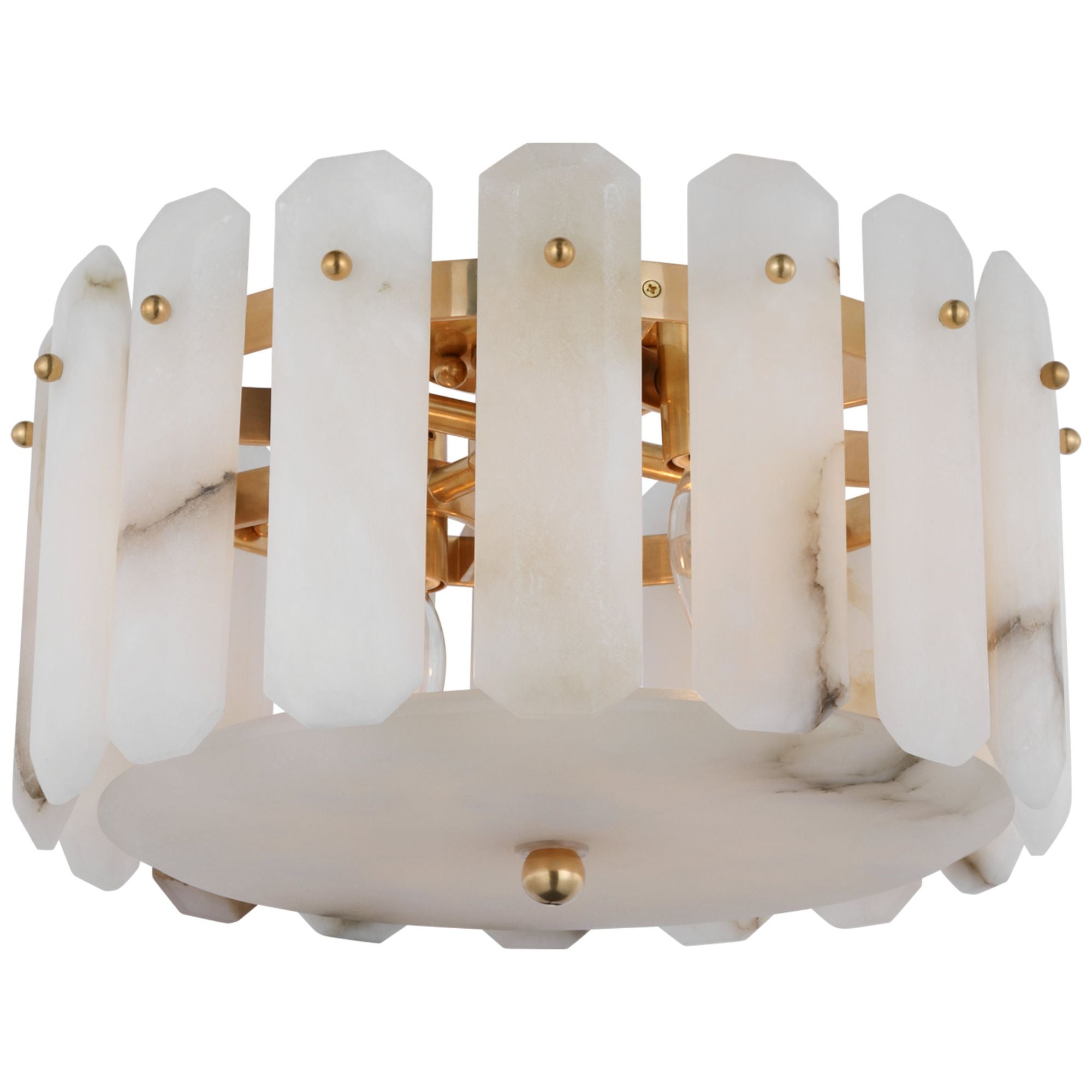 AERIN Bonnington Small Flush Mount in Hand-Rubbed Antique Brass with Alabaster Ceiling Light W14.25" x H8.25"
