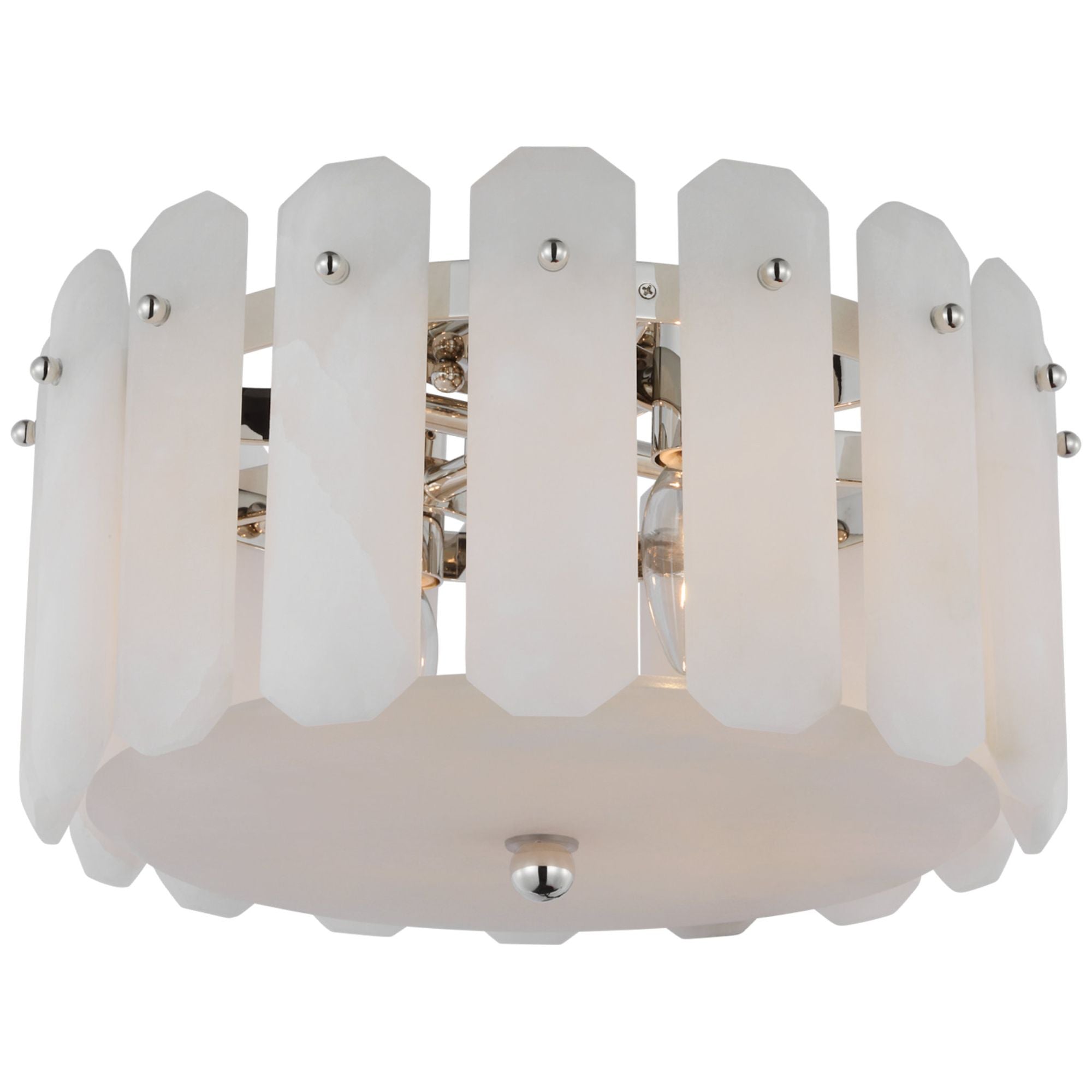 AERIN Bonnington Small Flush Mount in Polished Nickel with Alabaster