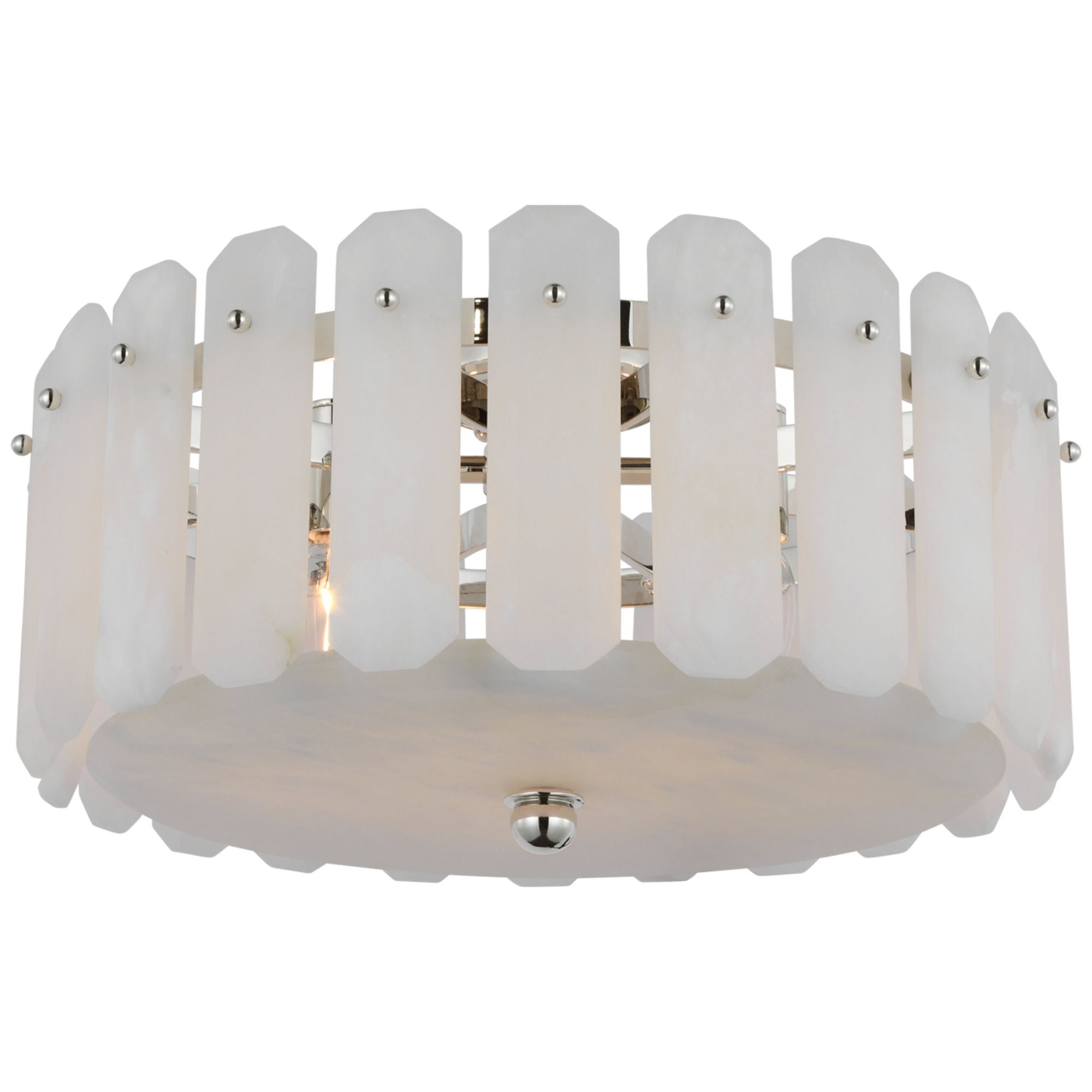 AERIN Bonnington Medium Flush Mount in Polished Nickel with Alabaster Ceiling Light W18" x H8.5"