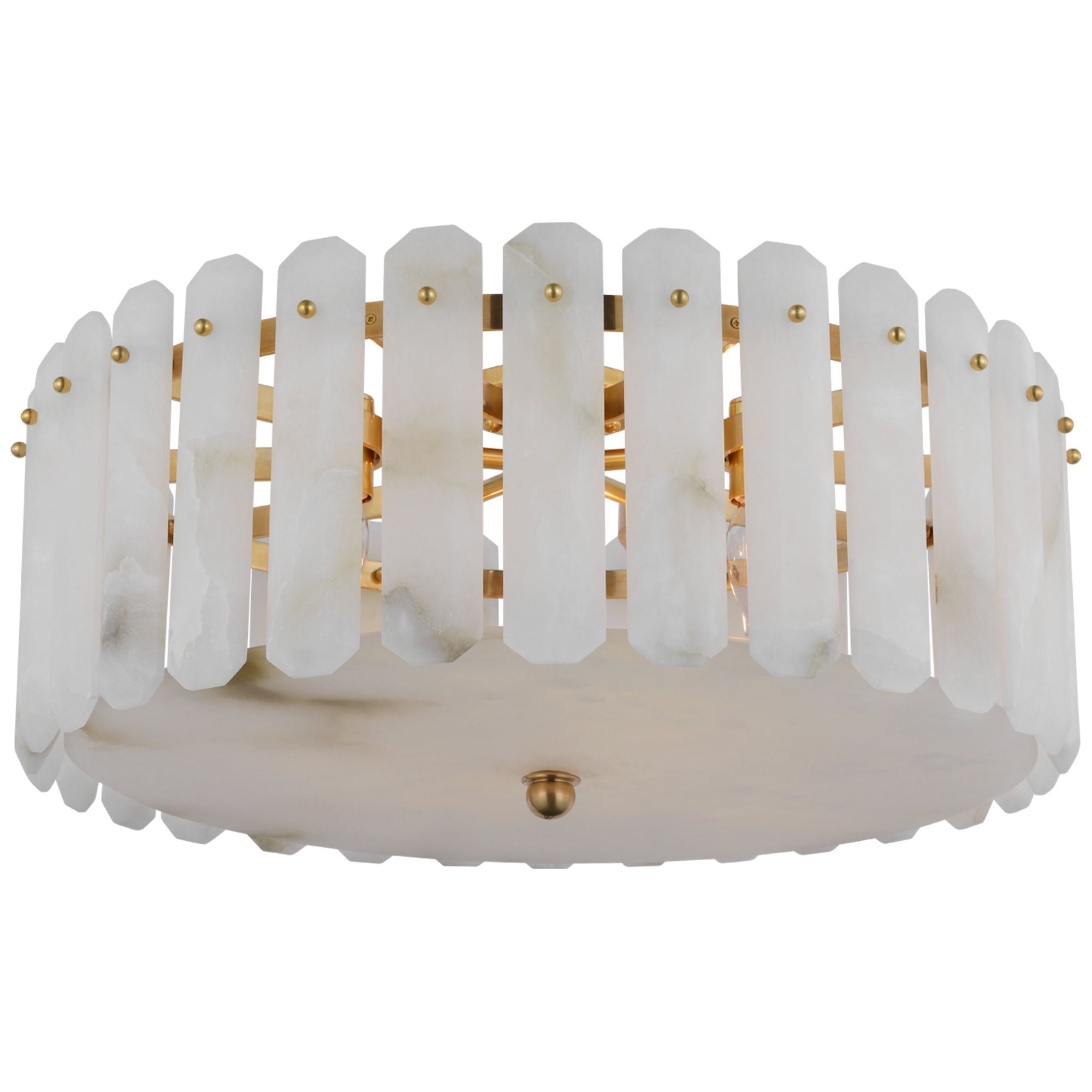AERIN Bonnington Large Flush Mount in Hand-Rubbed Antique Brass with Alabaster Ceiling Light W24.75" x H10.25"